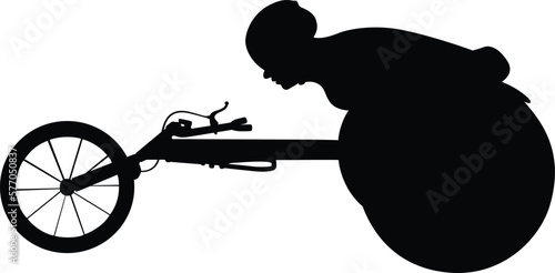 silhouette disabled athlete in racing wheelchair