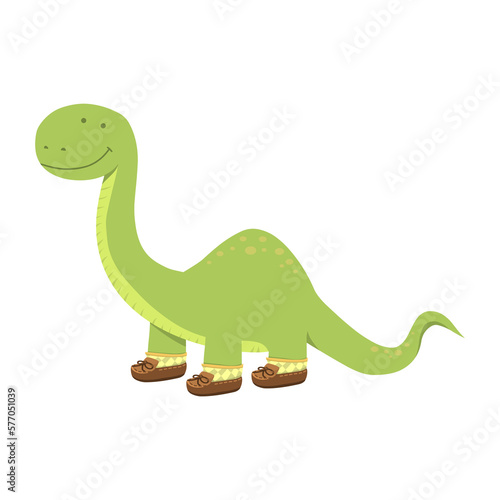 Cute Dinosaur Apatosaurus with fancy shoes 