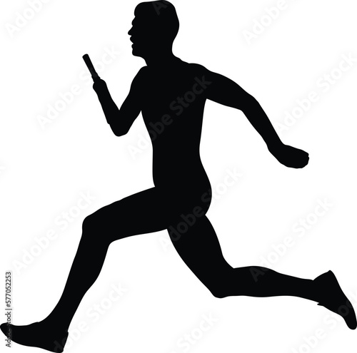 disabled athlete without hand running black silhouette