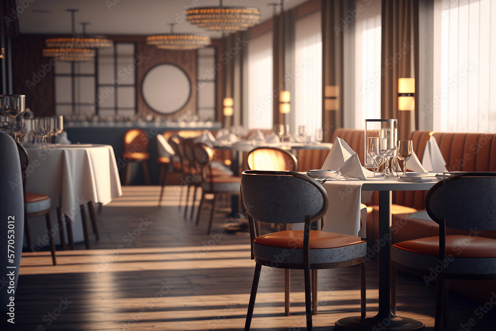 Luxury restaurant interior. Generative AI