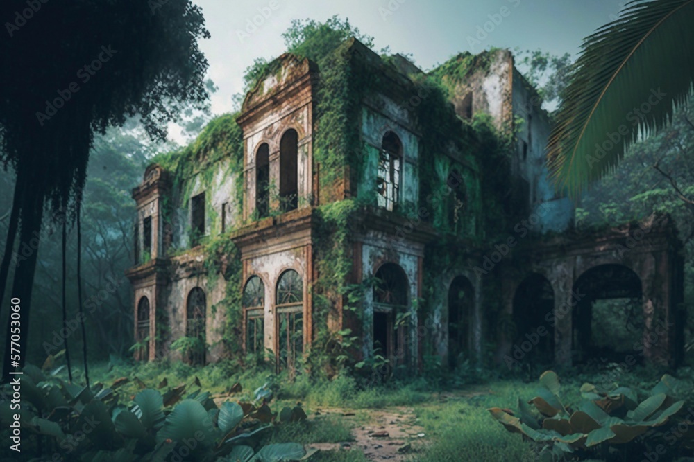 Ancient temple in the forest. Generative AI Ancient temple in the forest. Generative AI