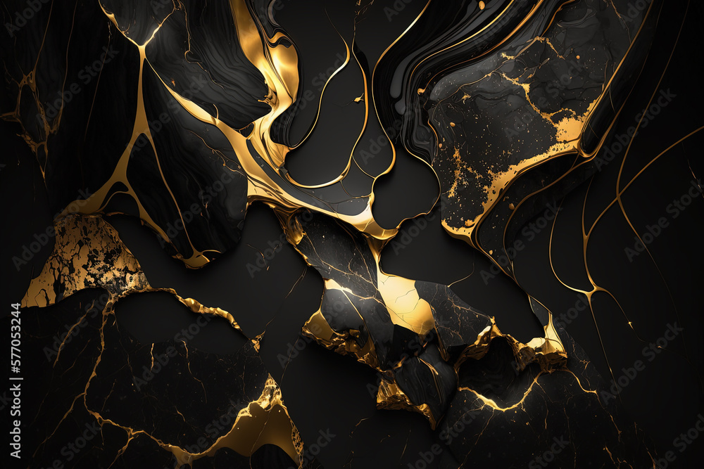 Naklejka premium Black and gold marble background. Luxury marble stone texture. Invitation backdrop. Ai generated