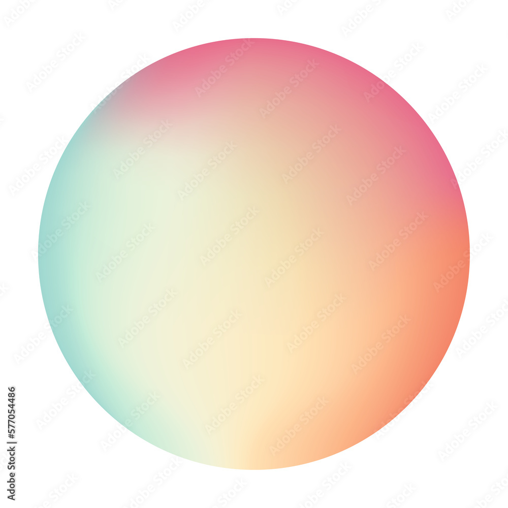 A holographic pastel-colored gradient sphere in green, orange, and yellow. Vibrant gradient banner with bright glow gradient background. Vector Illustration