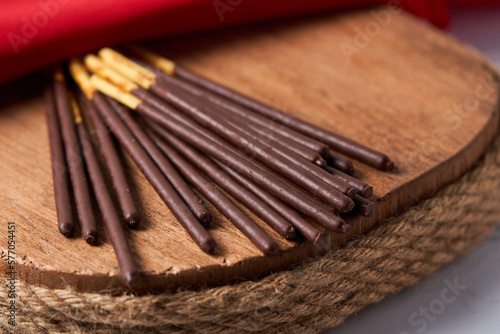 Pocky  chocolate covered cookie stick  popular Japanese candy.