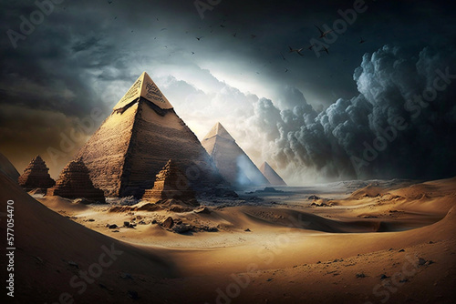 Pyramids of Giza  Cairo. Generative AI