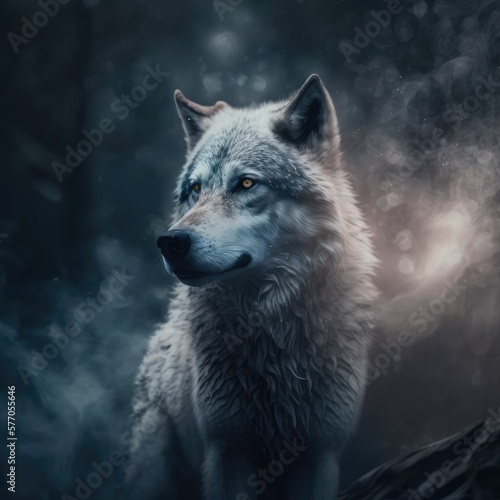 Portrait of close up of wolf  created using generative ai technology