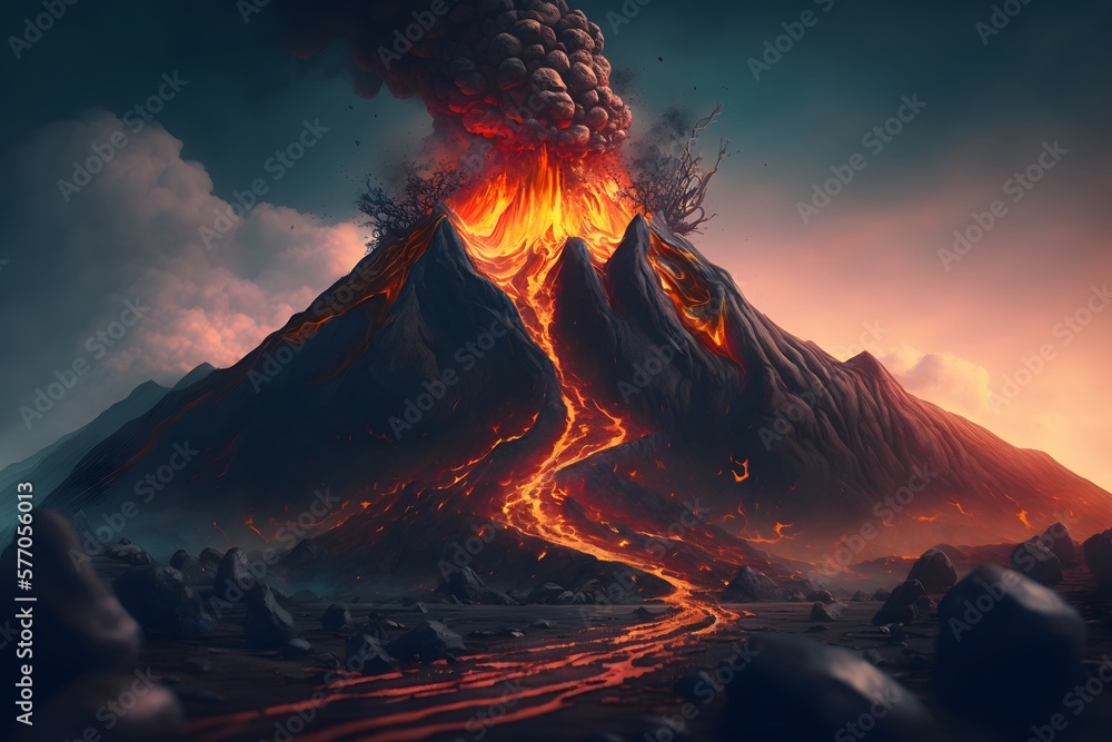 volcano created using AI Generative Technology