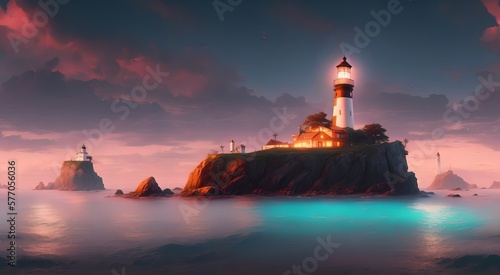 Mediterranean seaside lighthouse [AI Generated]