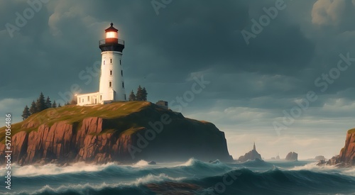 Mediterranean seaside lighthouse [AI Generated]