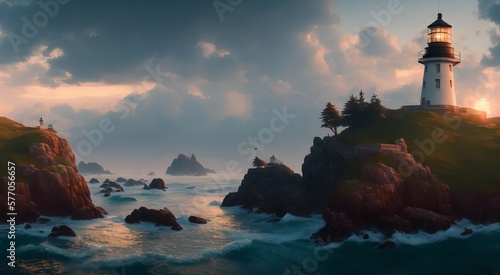 Mediterranean seaside lighthouse [AI Generated]