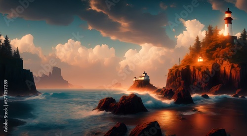 Mediterranean seaside lighthouse [AI Generated]