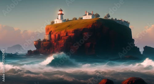 Mediterranean seaside lighthouse [AI Generated]