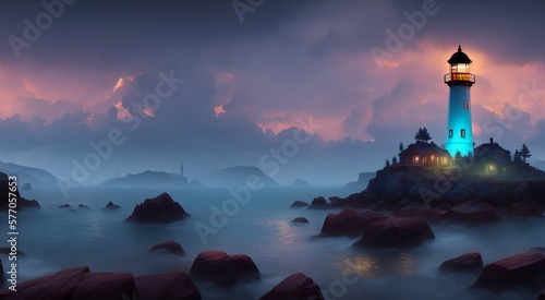 Mediterranean seaside lighthouse [AI Generated]