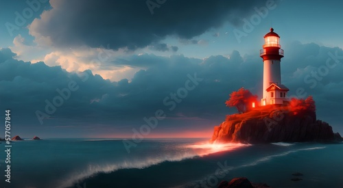 Mediterranean seaside lighthouse [AI Generated]