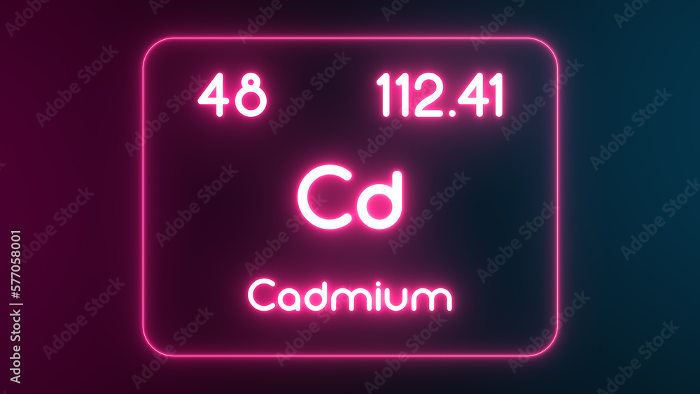 Modern periodic table Cadmium element neon text Illustration Modern periodic table Cadmium element neon text Illustration