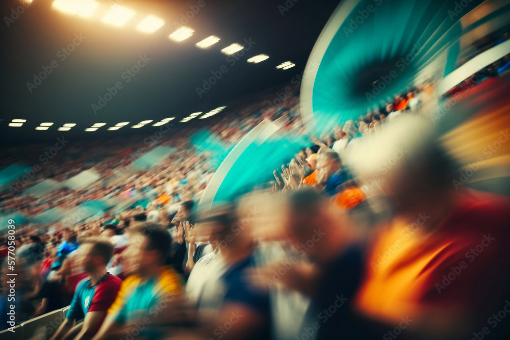 Blurred fans in the stadium during a sports event match. Generative AI
