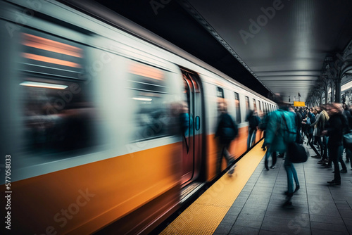 Metro in motion. Generative AI photo