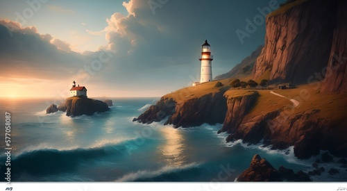 Mediterranean seaside lighthouse [AI Generated]