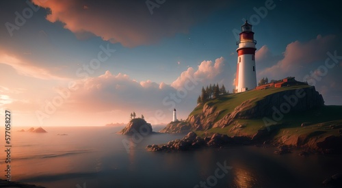 Mediterranean seaside lighthouse [AI Generated]