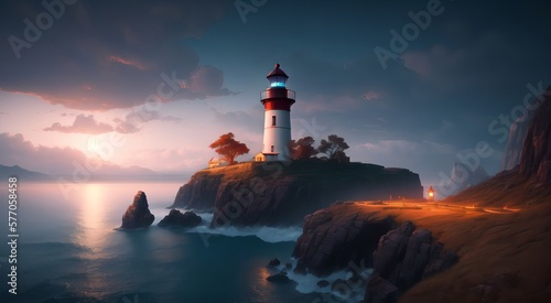 Mediterranean seaside lighthouse [AI Generated]