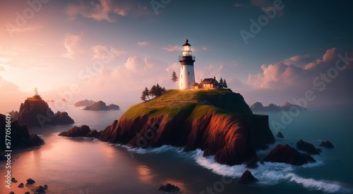 Mediterranean seaside lighthouse [AI Generated]