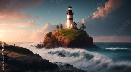 Mediterranean seaside lighthouse [AI Generated]
