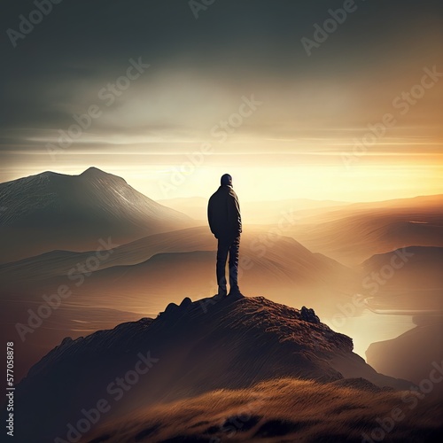 Figure man man standing on top Generative AI © Dzmitry