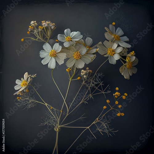 A shot of a chamomile on a gray background Generative AI