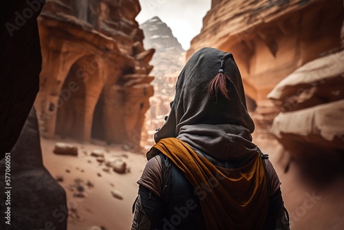 Hiking in Petra. Generative AI