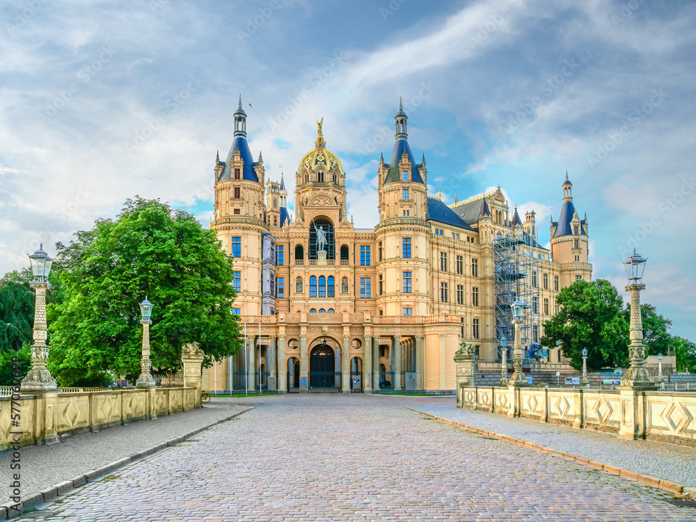 castle of schwerin in germany. travel goals in Europe. Postcard Schwerin