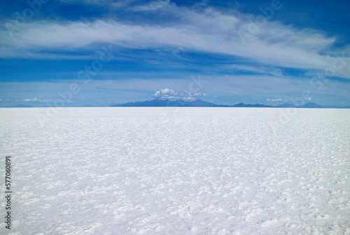 Stunning View of Salar de Uyuni, the Largest Salt Flat in the World and a Famous UNESCO World Heritage Site in Bolivia, South America © jobi_pro