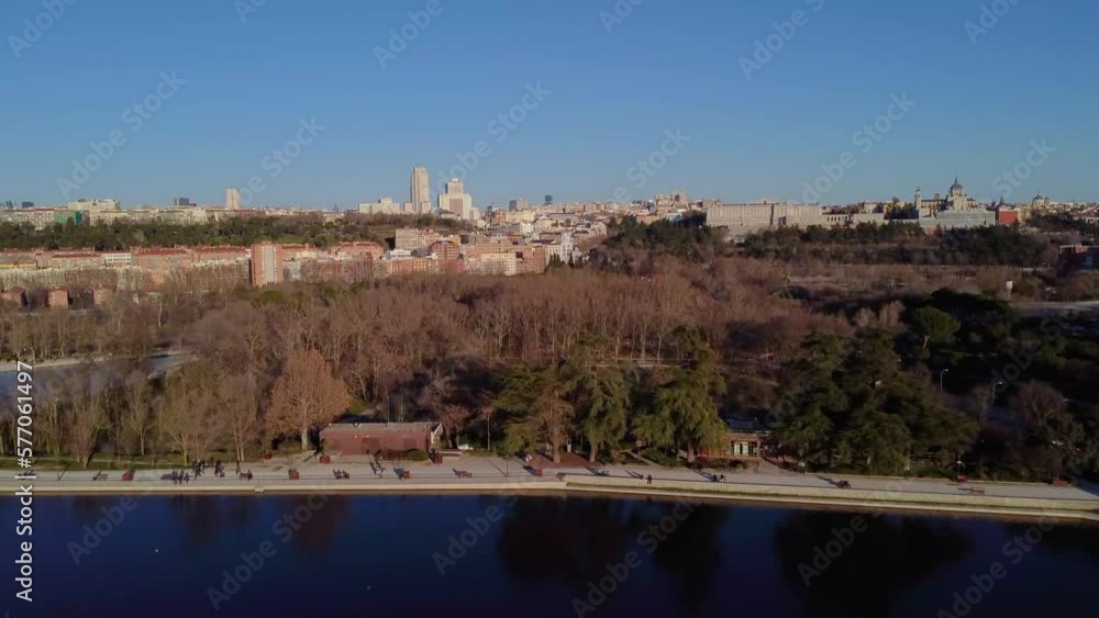 Drone shot landscape view of Casa de Campo park.,Madrid Drone shot landscape view of Casa de Campo park.,Madrid