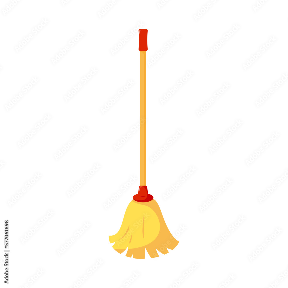 Broom with long handle for sweeping. Equipment for cleaning. Household tools for work home, office, in garden. Broom to restore cleanliness and order. Cleaning, hygiene. Vector illustration Broom with long handle for sweeping. Equipment for cleaning. Household tools for work home, office, in garden. Broom to restore cleanliness and order. Cleaning, hygiene. Vector illustration