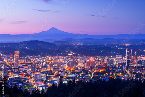 Portland, Oregon, USA Skyline with Mt. Hood in the Distance