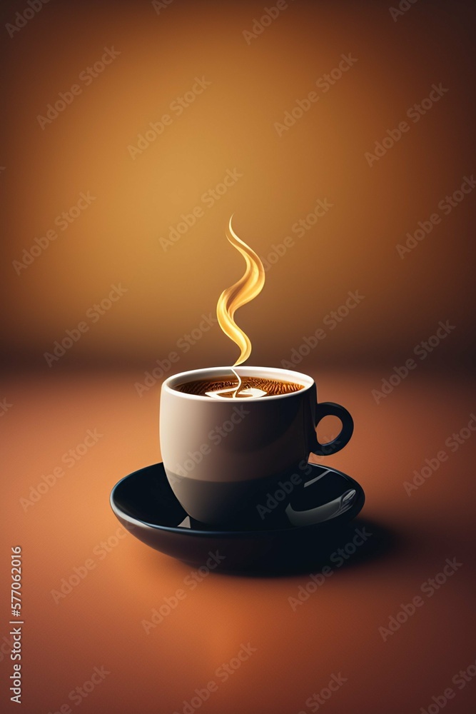 Obraz premium cup of coffee with smoke, coffee cup, coffee shop, coffee art, coffee illustration - Generative AI