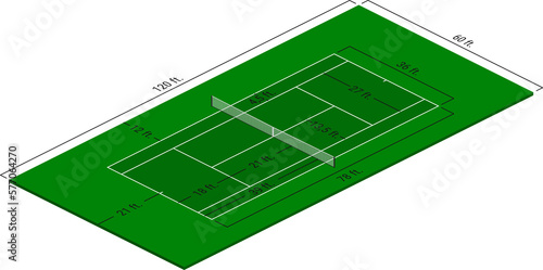 Tennis court dimensions diagram in feet.