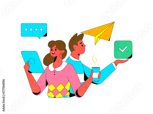 Business People Flat Vector Concept Operation Hand Drawn Illustration
