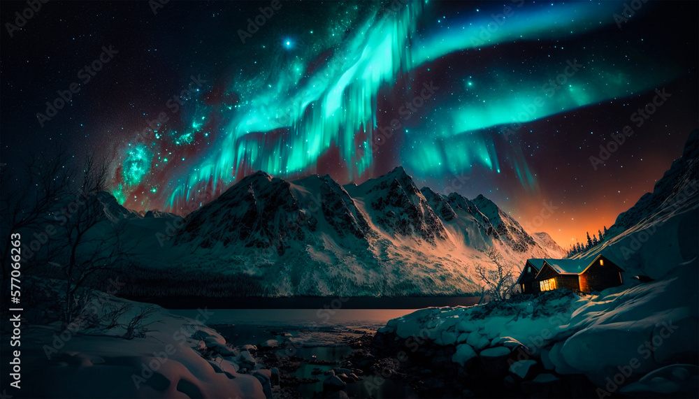 Amazing aurora borealis home mountain Star Starry sky 