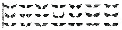 Wing icon. Wing icon set. Vector emblem