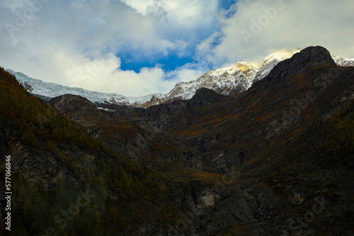 View of landscape furi mountain in autumn season from cable car in zermatt, swiss