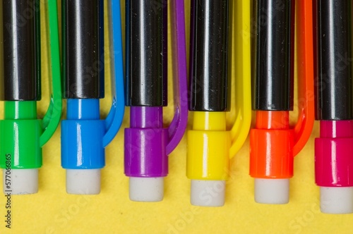 Eraser ends of colored mechanical pencils