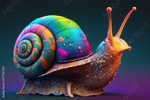 colorful snail created using AI Generative Technology photo