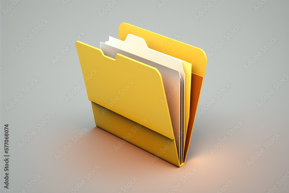 simple 3d yellow work documents folder emoji icon render made by generative ai - obrazy, fototapety, plakaty 