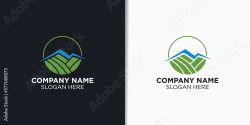 mount agriculture logo design vector, nature landscape logo template