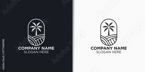 elegant beach hotel logo design vector, travel logo template