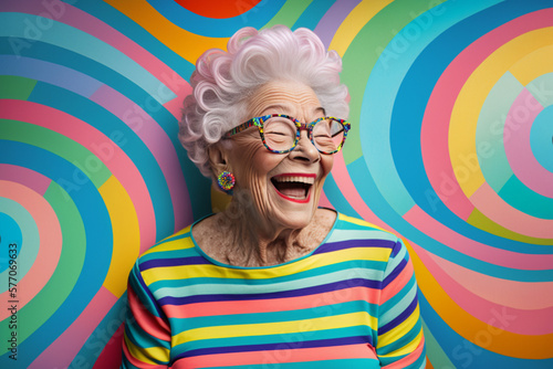 portrait of a senior lady / op art