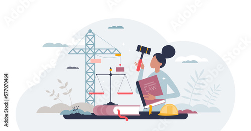 Labor law as legal workforce protection with work rights tiny person concept, transparent background. Justice care from jurisprudence authorities to rule out discrimination.