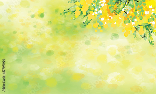 可愛い　おしゃれ　ミモザの背景イラスト