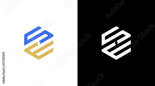 letter se logo monogram hexagon icon Design template