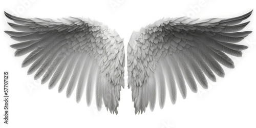 White angel wings isolated on white background, generated by Ai